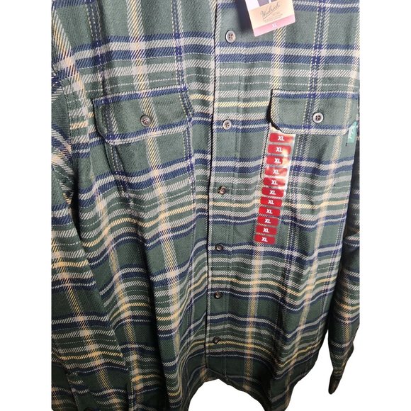 New with tags Woolrich Men's Brawny Flannel Green SZ XL - Picture 4 of 9